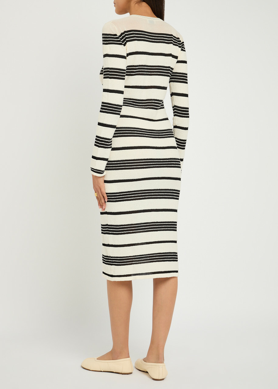 Moncler Striped Bouclé Midi Dress Stripe