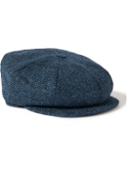 Lock & Co Hatters - Herringbone Virgin Wool-Tweed Flat Cap - Blue