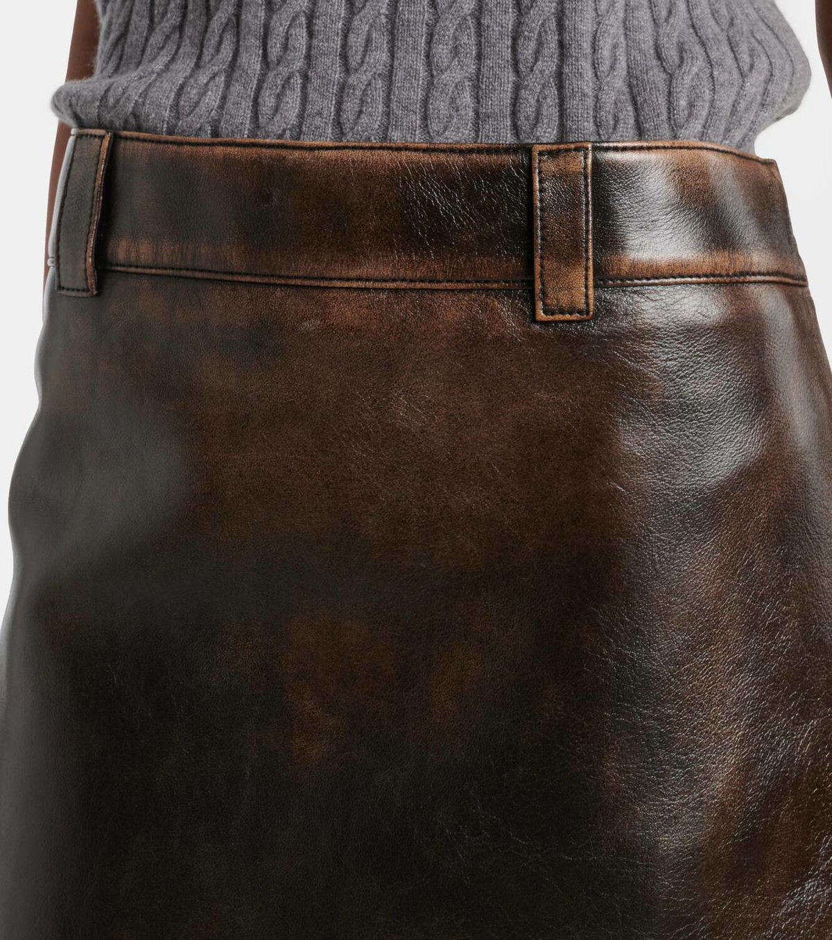 Miu Miu Leather midi skirt