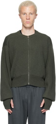 Rier Green Roundneck Zip Utility Sweater