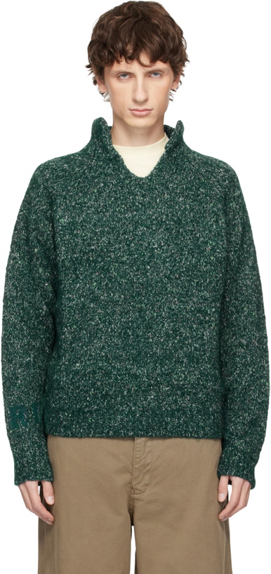Photo: ERL Green Slit Neck Alpaca Sweater