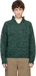 ERL Green Slit Neck Alpaca Sweater
