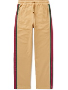 Gucci - Tapered Webbing-Trimmed Felted Cotton-Jersey Sweatpants - Brown