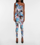 Balenciaga Cities printed one-shoulder minidress