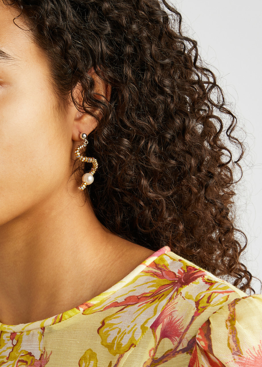 Pearl Octopuss.y Tiny Snakes Embellished Drop Earrings - Gold - One Size