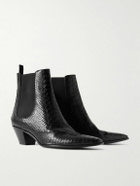 CELINE - Snake-Effect Leather Chelsea Boots - Black