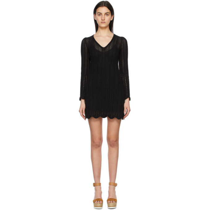 See by Chloe Black Crochet V-Neck Dress See by Chloe