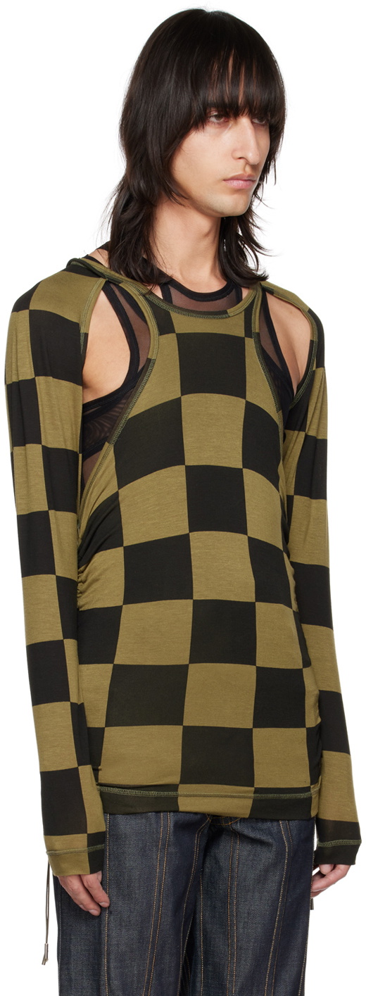 Parnell Mooney SSENSE Exclusive Khaki & Black Drawstring Long Sleeve T-Shirt