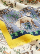 Drake's - HIM Fringed Printed Wool and Silk-Blend Scarf