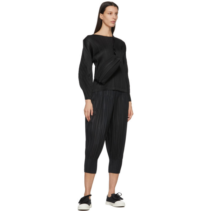 Pleats Please Issey Miyake Black Fluffy Basics Trousers