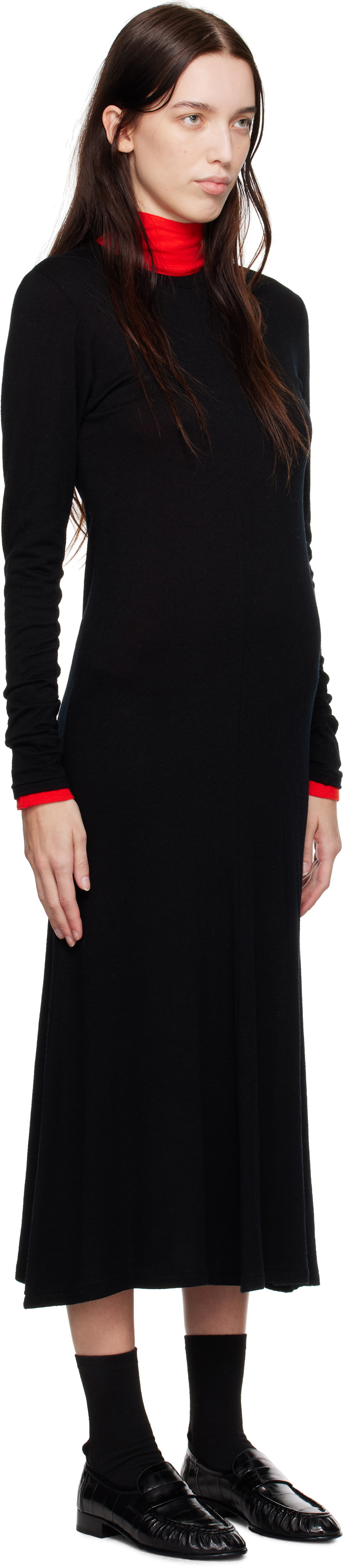 AURALEE Black Wool Amunzen Maxi Dress