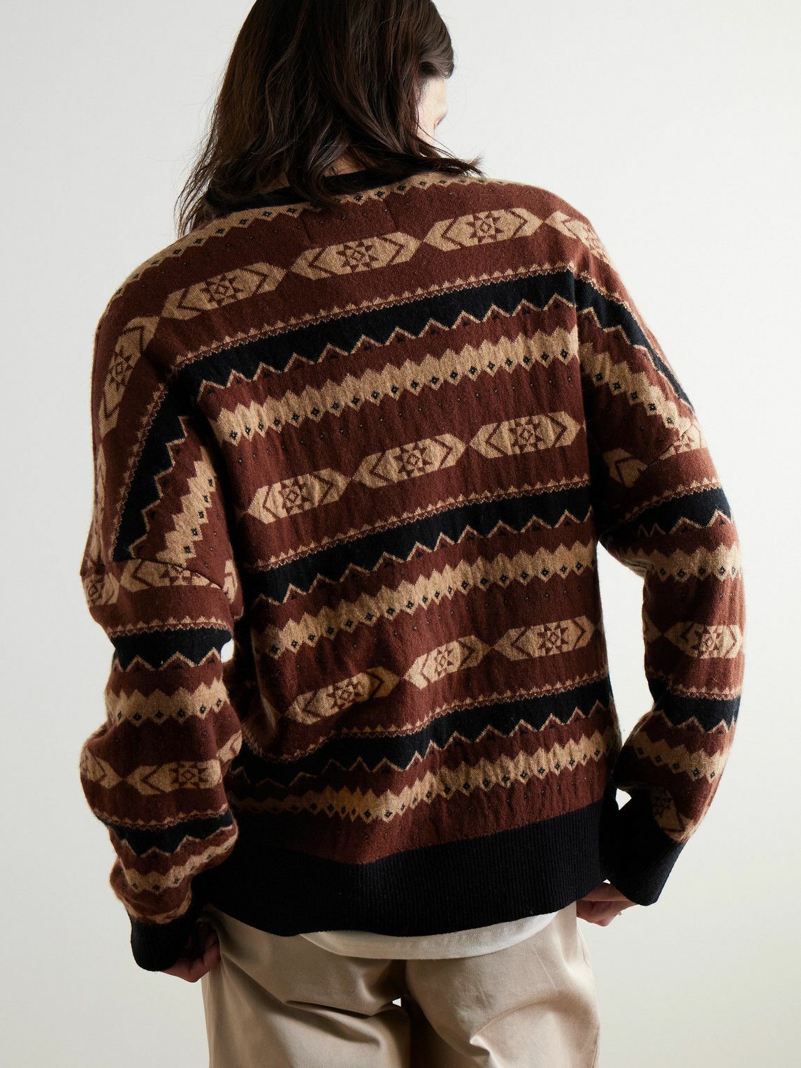 MANAAKI - Rongo Jacquard-Knit Merino Wool and Cashmere-Blend Sweater - Brown