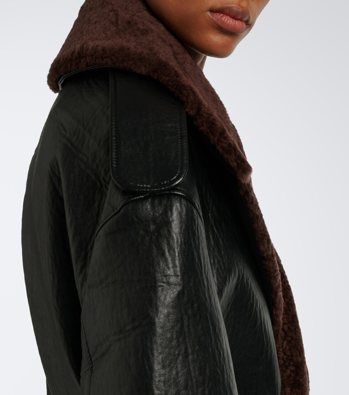 The Frankie Shop Edra shearling-trimmed wrap coat