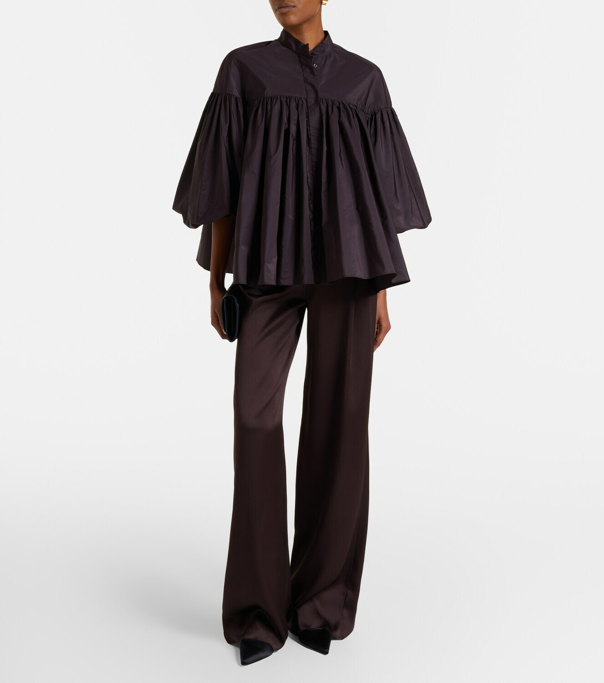 Max Mara Gathered taffeta shirt