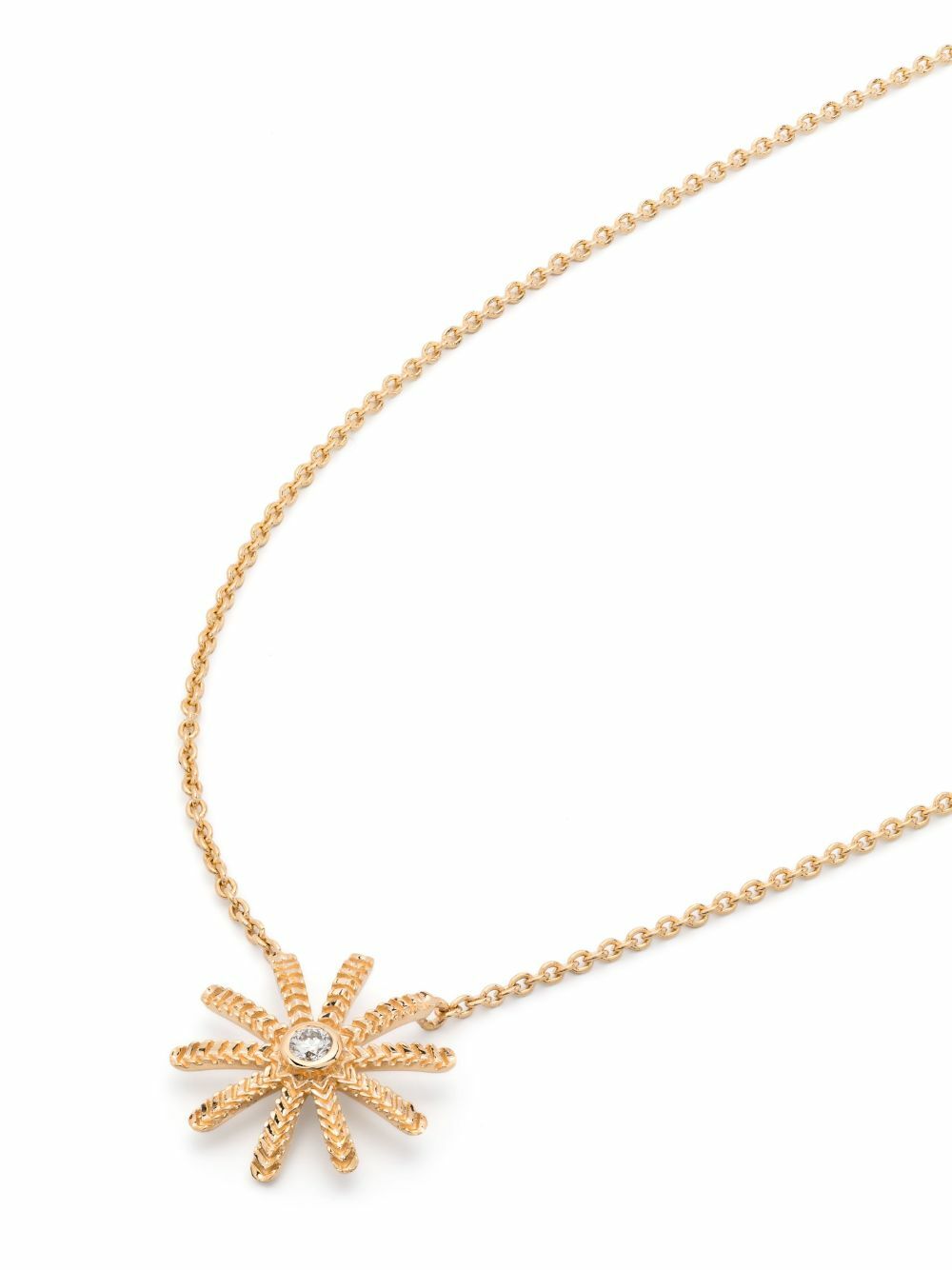 Harwell Godfrey 18K Yellow Gold Tiny Sunflower Diamond Pendant Necklace