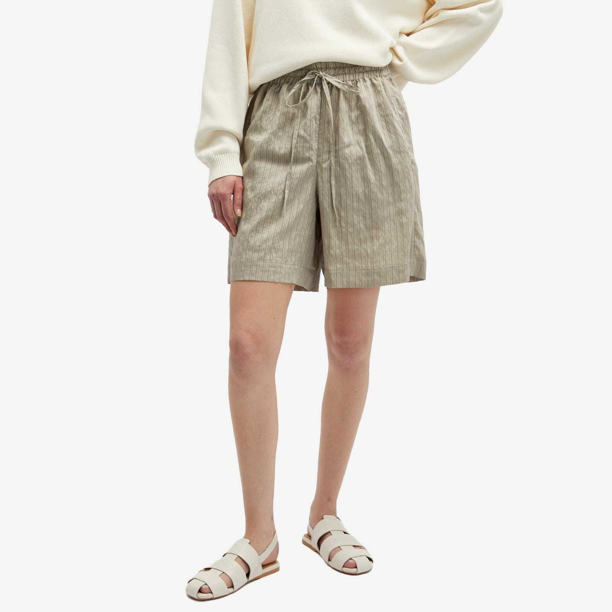 Studio Nicholson Women's Tie Front Short in Pebble And Black