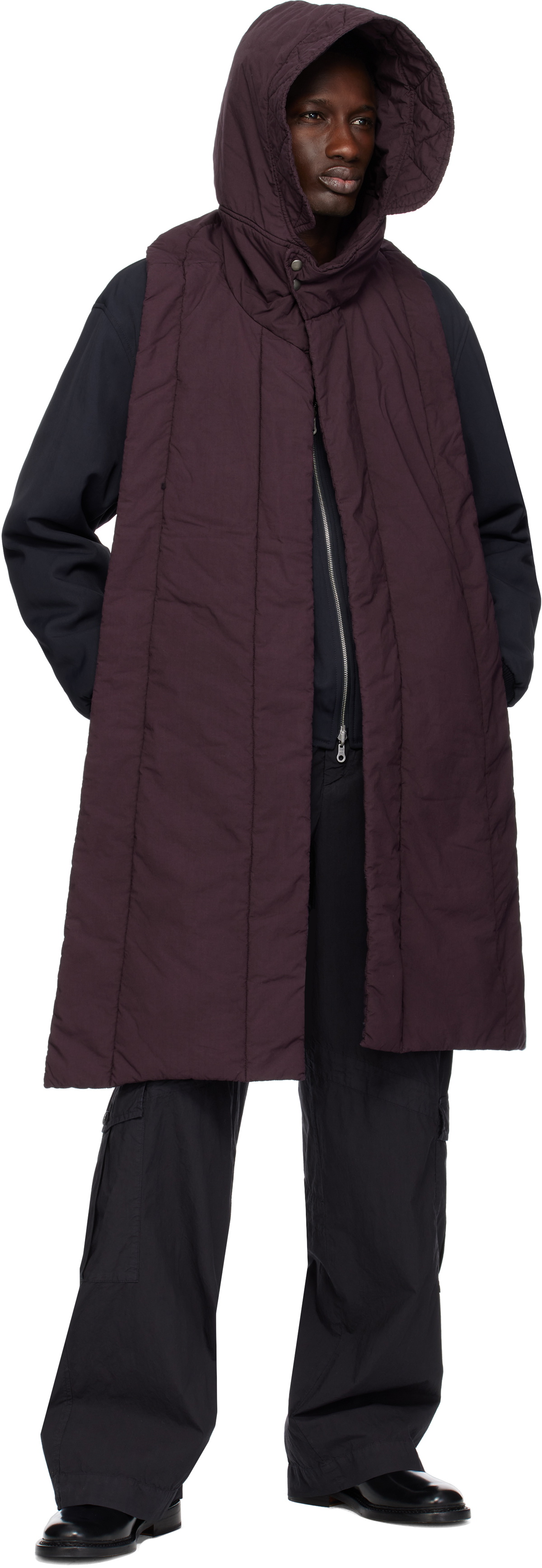 Dries Van Noten Purple Hooded Cotton Vest