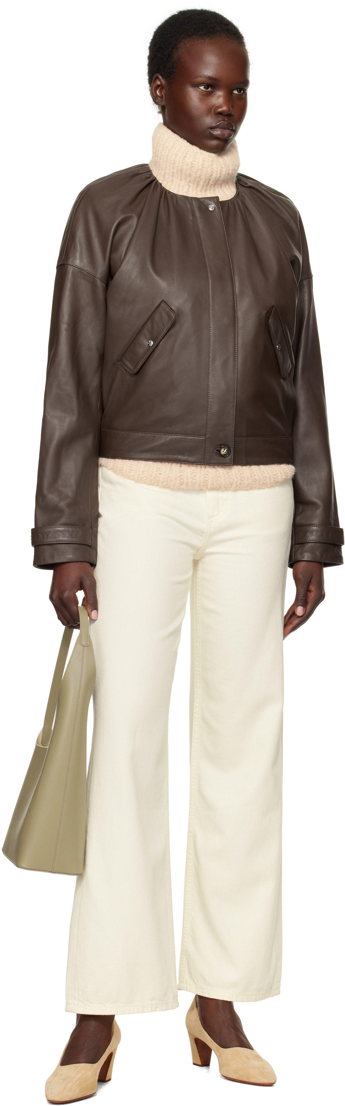 Saks Potts Brown Margreta Leather Jacket