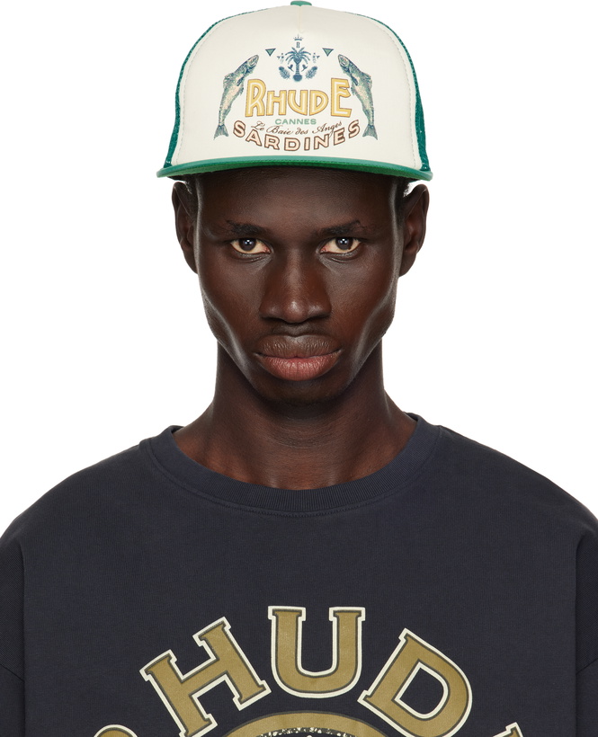 Photo: Rhude Off-White & Green Sardines Trucker Cap