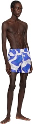 Hugo Blue & White Printed Swim Shorts