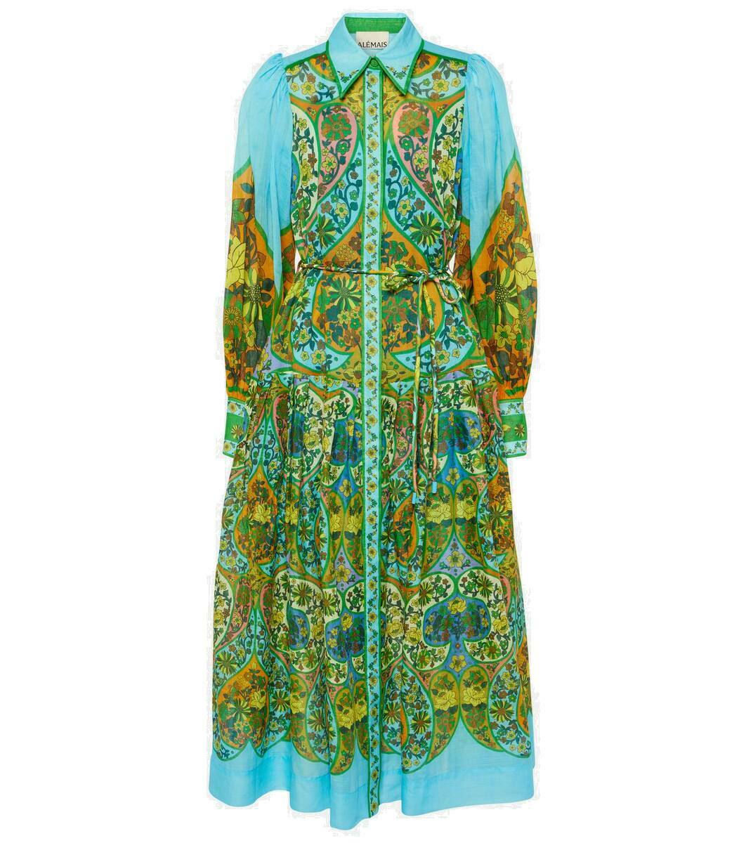 green emerald velvet dress Edie Flared Sleeve Maxi Dress With Scarf | Arcadian Blue | Dresses