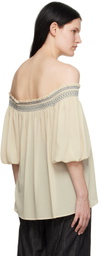 See by Chloé Beige Smocked Blouse