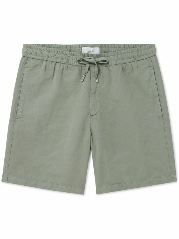 Photo: Mr P. - Straight-Leg Cotton and Linen-Blend Drawstring Shorts - Green