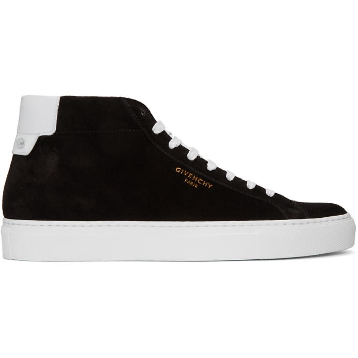 Photo: Givenchy Black and White Suede Urban Knots Mid-Top Sneakers 