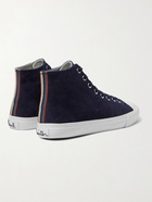 PAUL SMITH - Carver Striped Grosgrain-Trimmed Suede High-Top Sneakers - Blue - 7