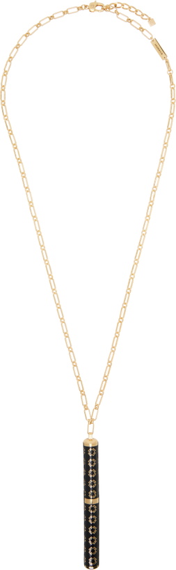 Photo: Givenchy Gold & Black Charm Pen Monogram Pendant Necklace