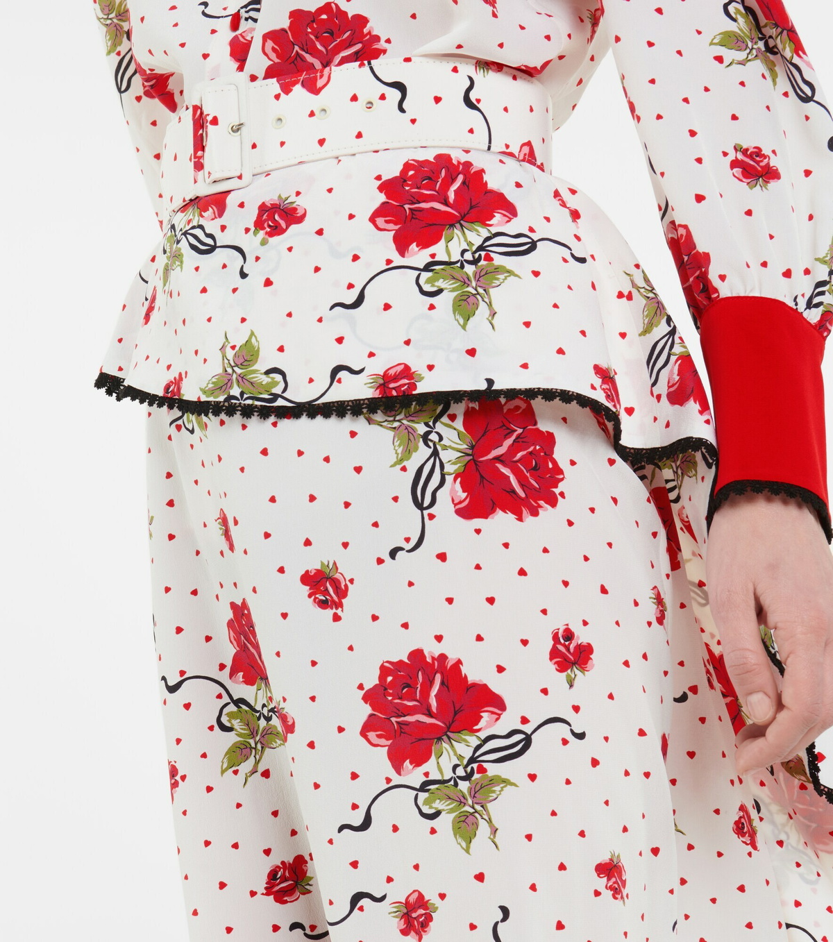 Rodarte - High-rise floral silk crêpe midi skirt