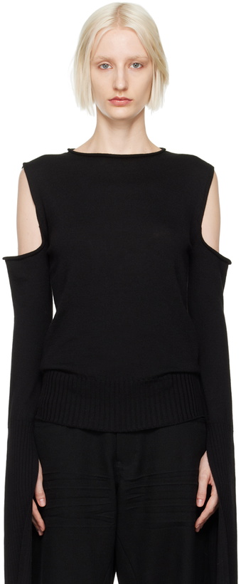 Photo: Rick Owens Black Porterville Cape Sleeve Sweater