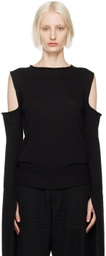 Rick Owens Black Porterville Cape Sleeve Sweater