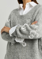 Bernadette Orchidea Embellished Alpaca-blend Jumper Grey Light