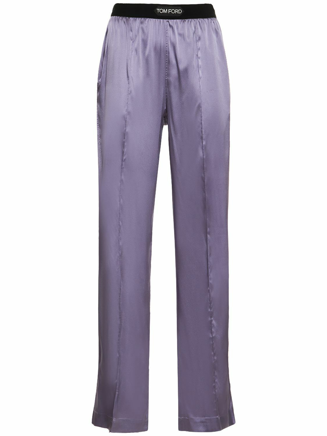 Silk-blend satin pajama pants in purple - Tom Ford