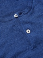 Anderson & Sheppard - Knitted Linen Henley T-Shirt - Blue