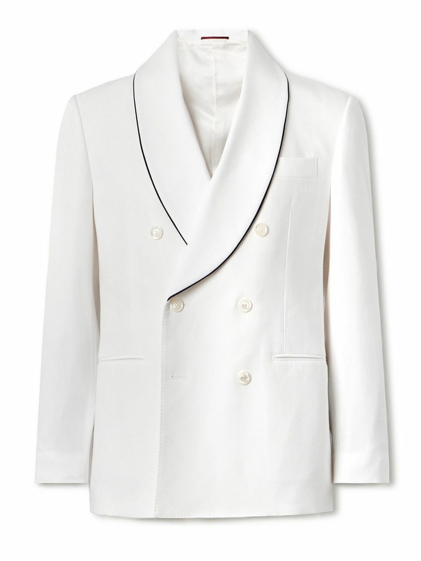 Photo: Brunello Cucinelli - Double-Breasted Cotton Tuxedo Jacket - White