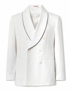 Brunello Cucinelli - Double-Breasted Cotton Tuxedo Jacket - White