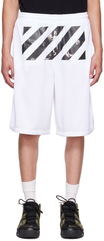 Photo: Off-White White Caravaggio Diag Shorts