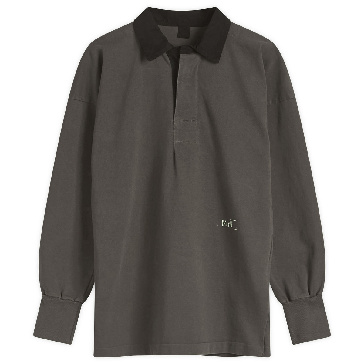 Maison Margiela Women's Long Sleeve Polo Top with Logo in Anthracite