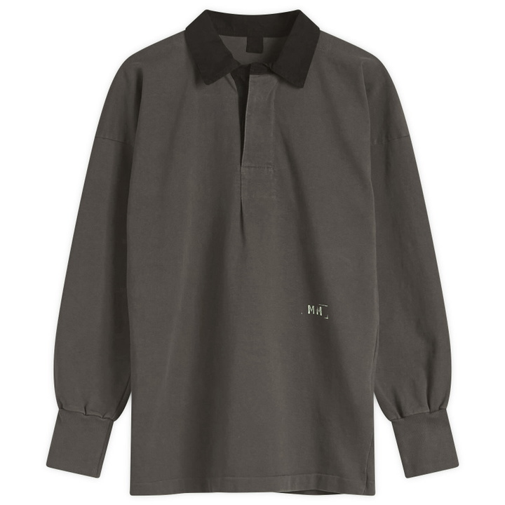 Photo: Maison Margiela Women's Long Sleeve Polo Top with Logo in Anthracite
