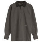 Maison Margiela Women's Long Sleeve Polo Top with Logo in Anthracite