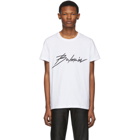 Balmain White Embroidered Logo T-Shirt