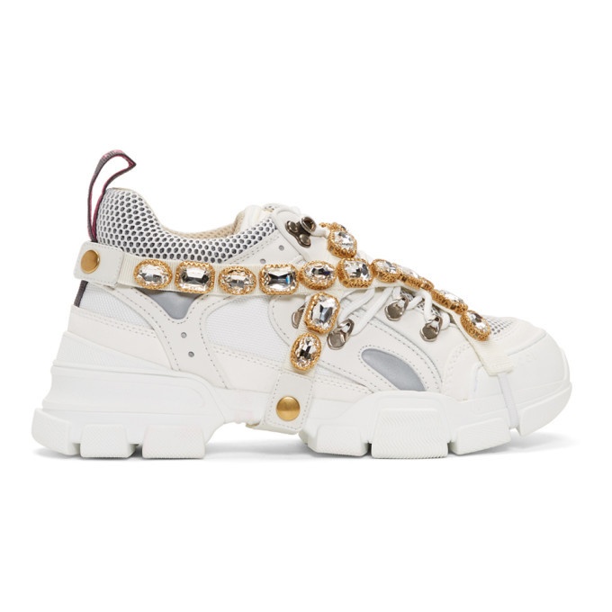 Photo: Gucci White Removable Crystals Flashtrek Sneakers
