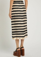 Zimmermann Rebellion Striped Linen Midi Skirt Black