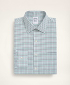 Brooks Brothers Men's Stretch Regent Regular-Fit Dress Shirt, Non-Iron Poplin Ainsley Collar Tattersall | Green