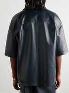 LOEWE - Anagram Logo-Embossed Panelled Leather Shirt - Blue