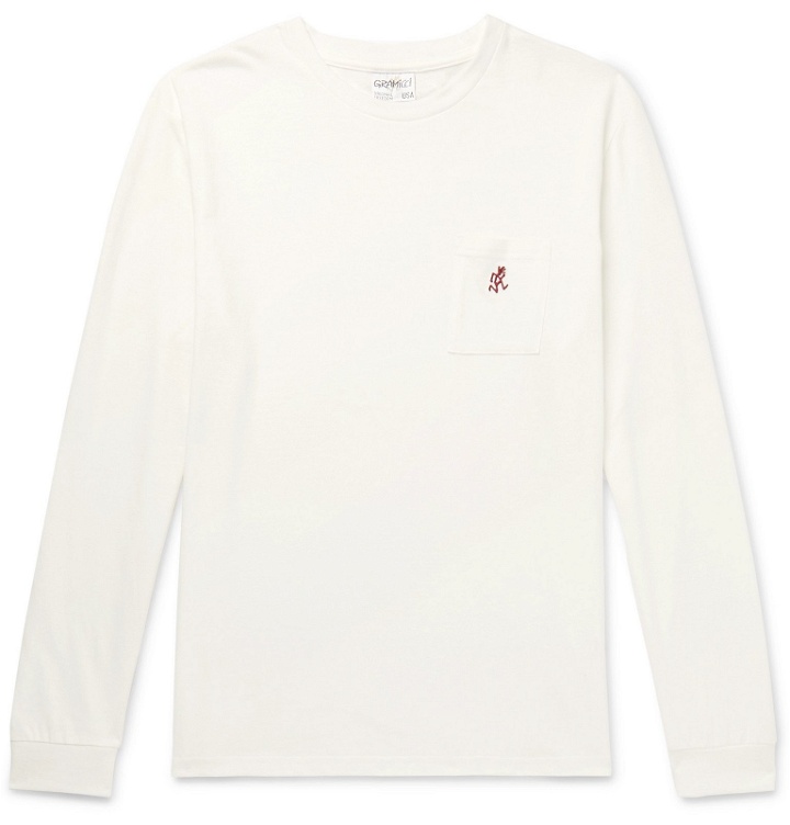 Photo: Gramicci - One Point Logo-Embroidered Mélange Cotton-Jersey T-Shirt - White