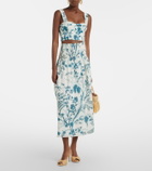 Erdem Floral cotton and linen midi skirt