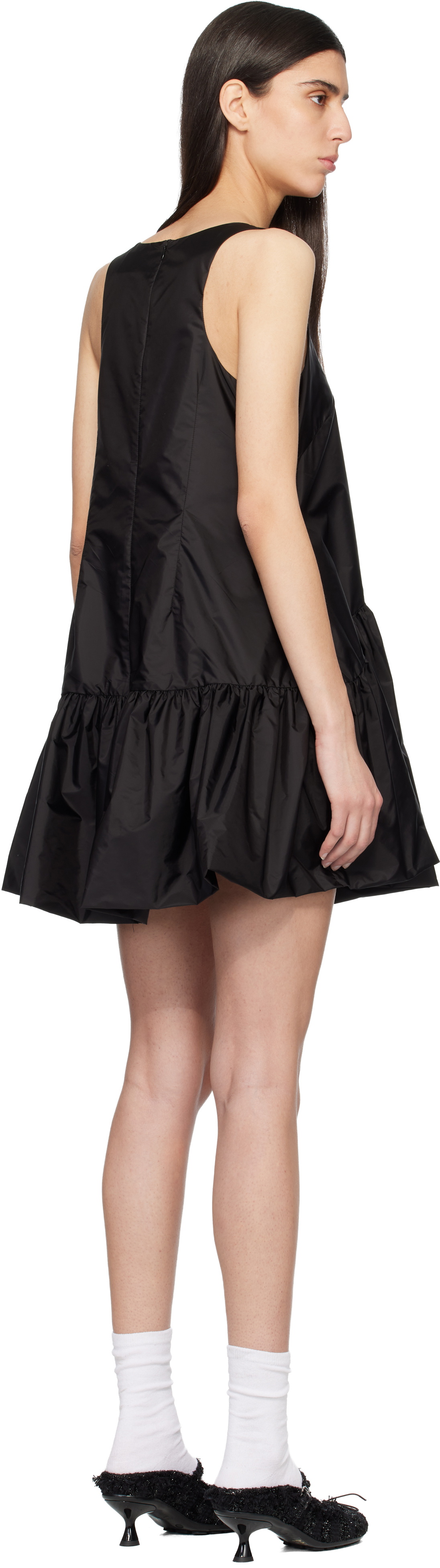 Simone Rocha Black Tapered Back Peplum Minidress